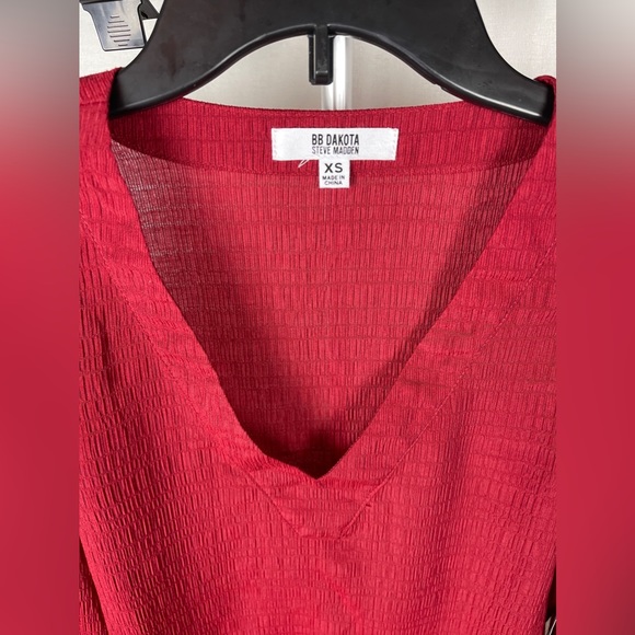 Steve Madden Ruston Textured Long Sleeve Shift Red Minidress Size XS NWT - Picture 7 of 12